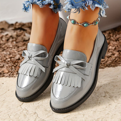 Loafers Dames - Instapper met Franjes en Strikdetail | Casual