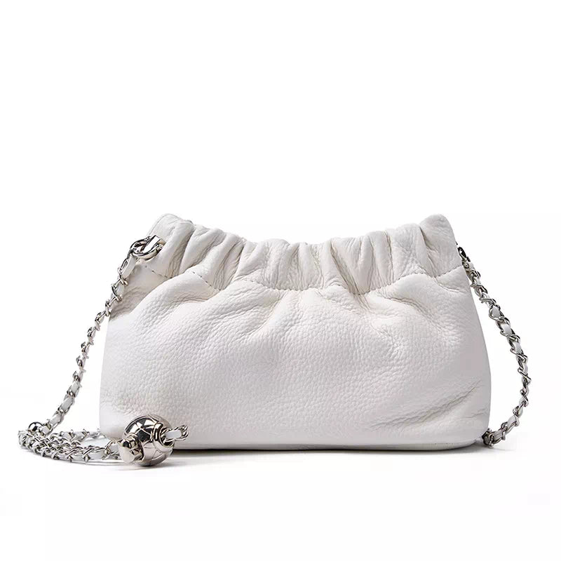 Tas Dames - Zachte Gerimpelde Tas met Zilveren Ketting en Knoop | Chic