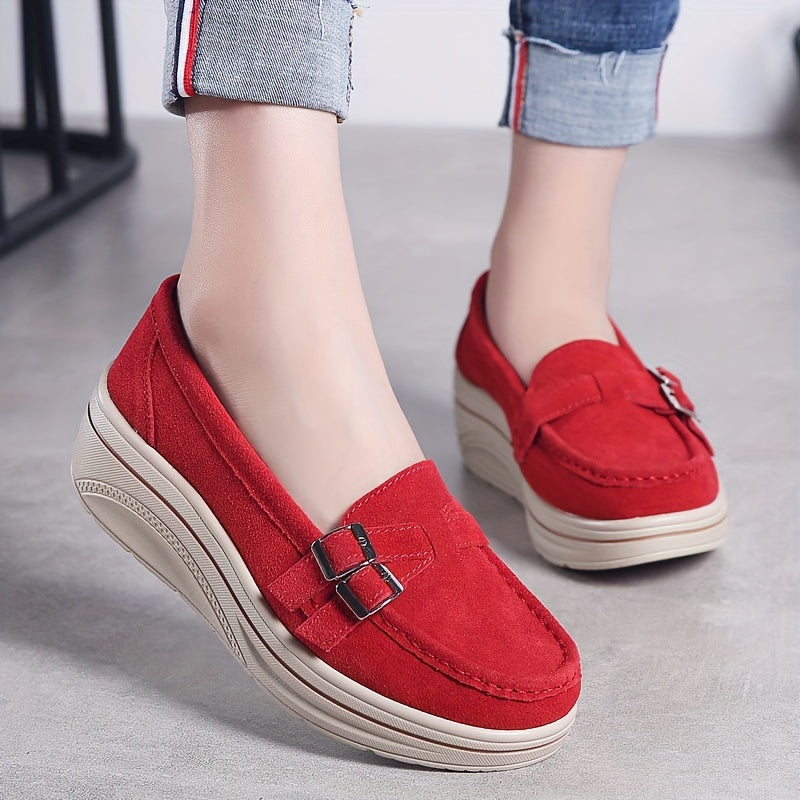 Loafers Dames - Platform Instapper met Gesp en Dikke Zool | Casual