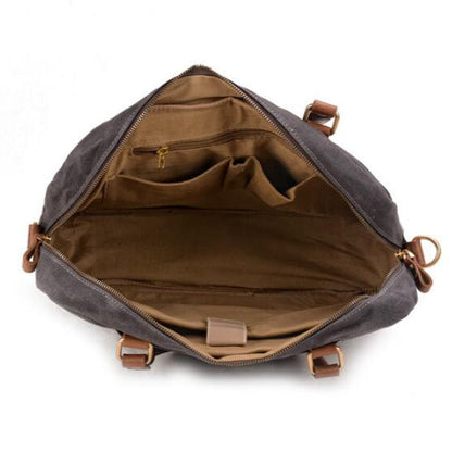 Tas Heren - Stoere Laptoptas met Contrasterende Handgrepen en Gouden Studs