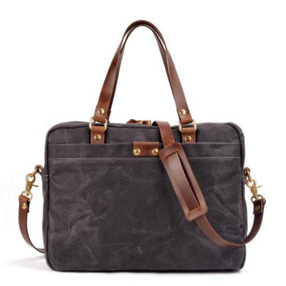 Tas Heren - Stoere Laptoptas met Contrasterende Handgrepen en Gouden Studs