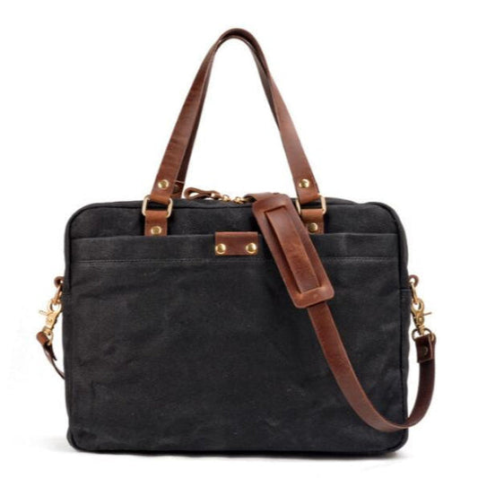 Tas Heren - Stoere Laptoptas met Contrasterende Handgrepen en Gouden Studs