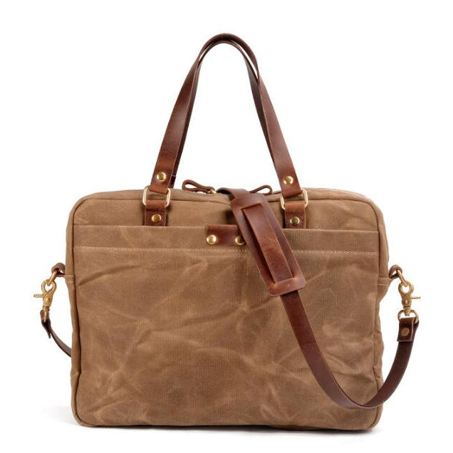 Tas Heren - Stoere Laptoptas met Contrasterende Handgrepen en Gouden Studs
