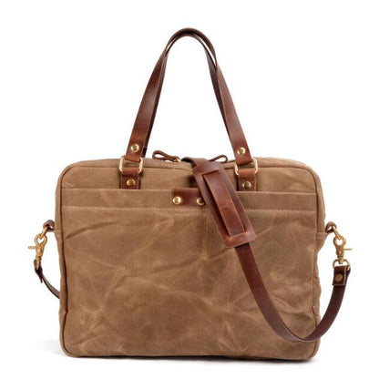 Tas Heren - Stoere Laptoptas met Contrasterende Handgrepen en Gouden Studs