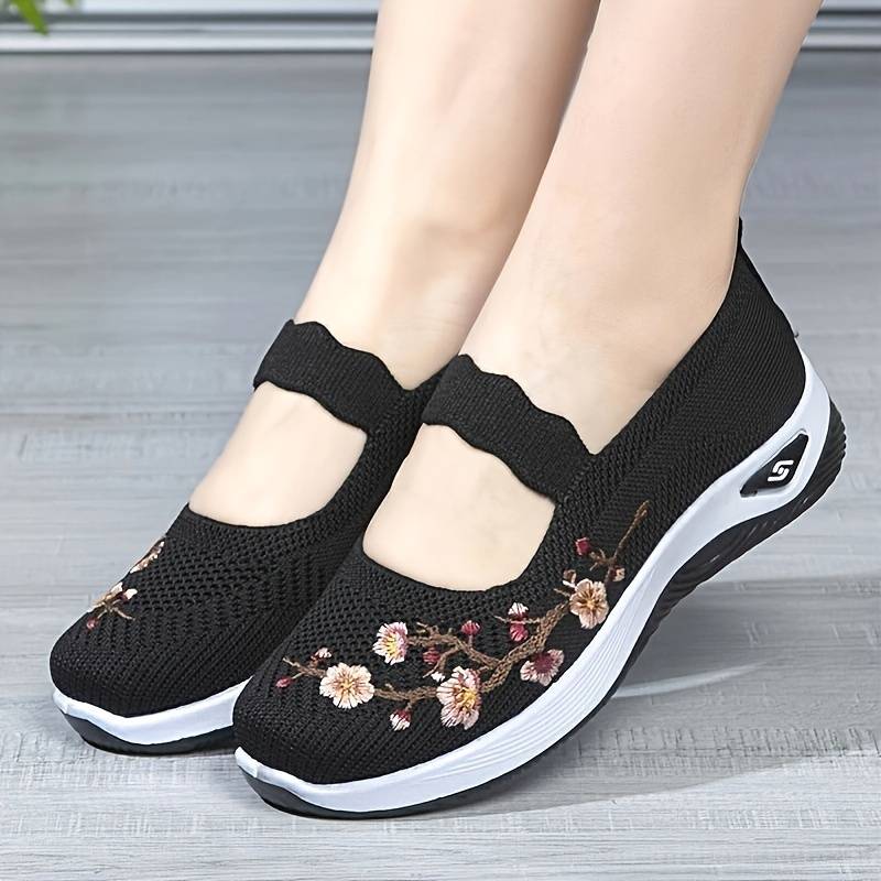 Sneakers Dames - Instap Sneaker met Bloemenborduursels | Zomer