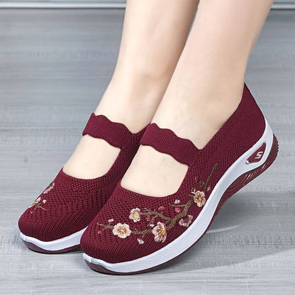 Sneakers Dames - Instap Sneaker met Bloemenborduursels | Zomer