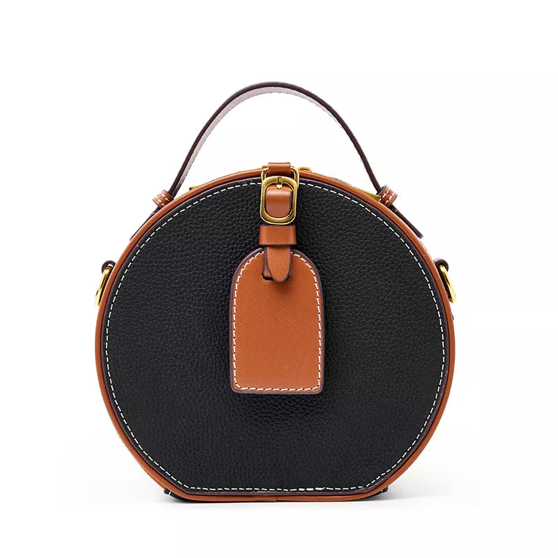 Tas Dames - Ronde Mini Handtas met Gouden Gesp en Schouderband | Chic