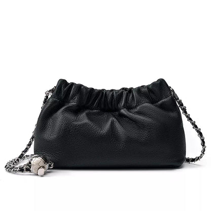 Tas Dames - Zachte Gerimpelde Tas met Zilveren Ketting en Knoop | Chic