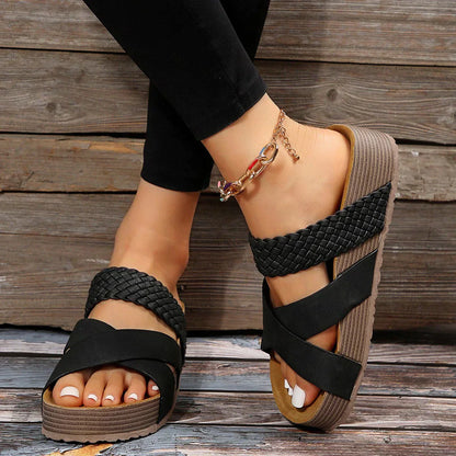 Anouk - Boho Orthopedische Sandalen Dames met Gevlochten Banden en Plateauzool