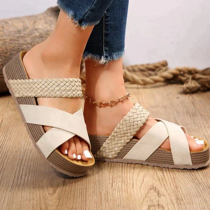 Anouk - Boho Orthopedische Sandalen Dames met Gevlochten Banden en Plateauzool