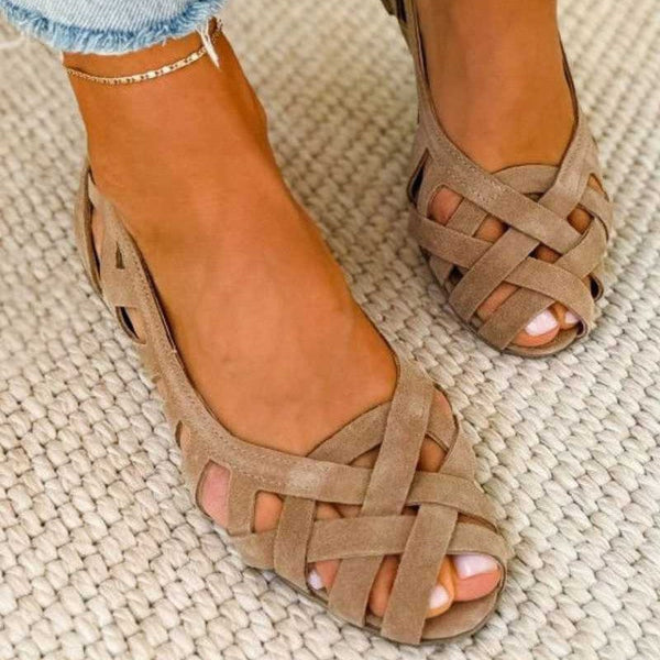 Anouk - Boho Orthopedische Sandalen Dames met Geweven Banden en Platte Zool
