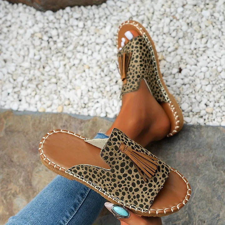 Anouk - Boho Sandalen Dames met Kwastjes en Ethnic Print