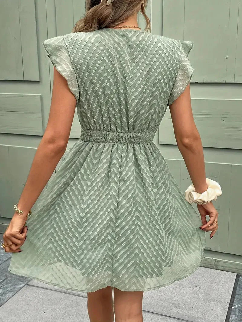 Anouk - Boho Zomerjurk Dames met Kant Detail en Ruche Mouwtjes