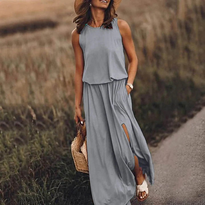 Anouk - Casual Zomerjurk Dames met Elastische Taille en Zijsplit