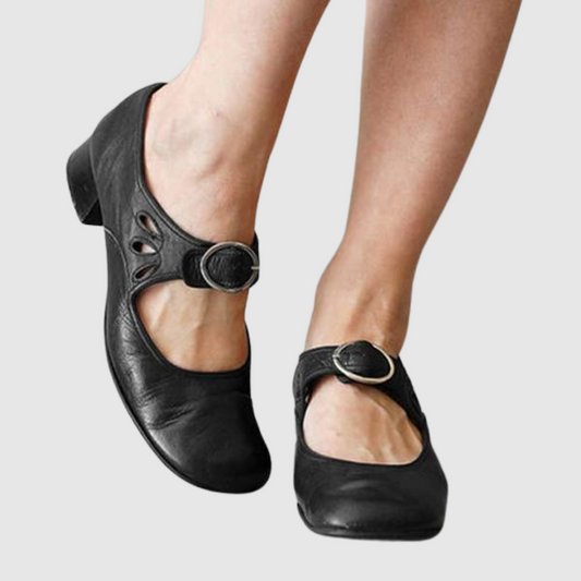Anouk - Chique Orthopedische Mary Jane Schoenen Dames met Blokhak en Uitgesneden Detail