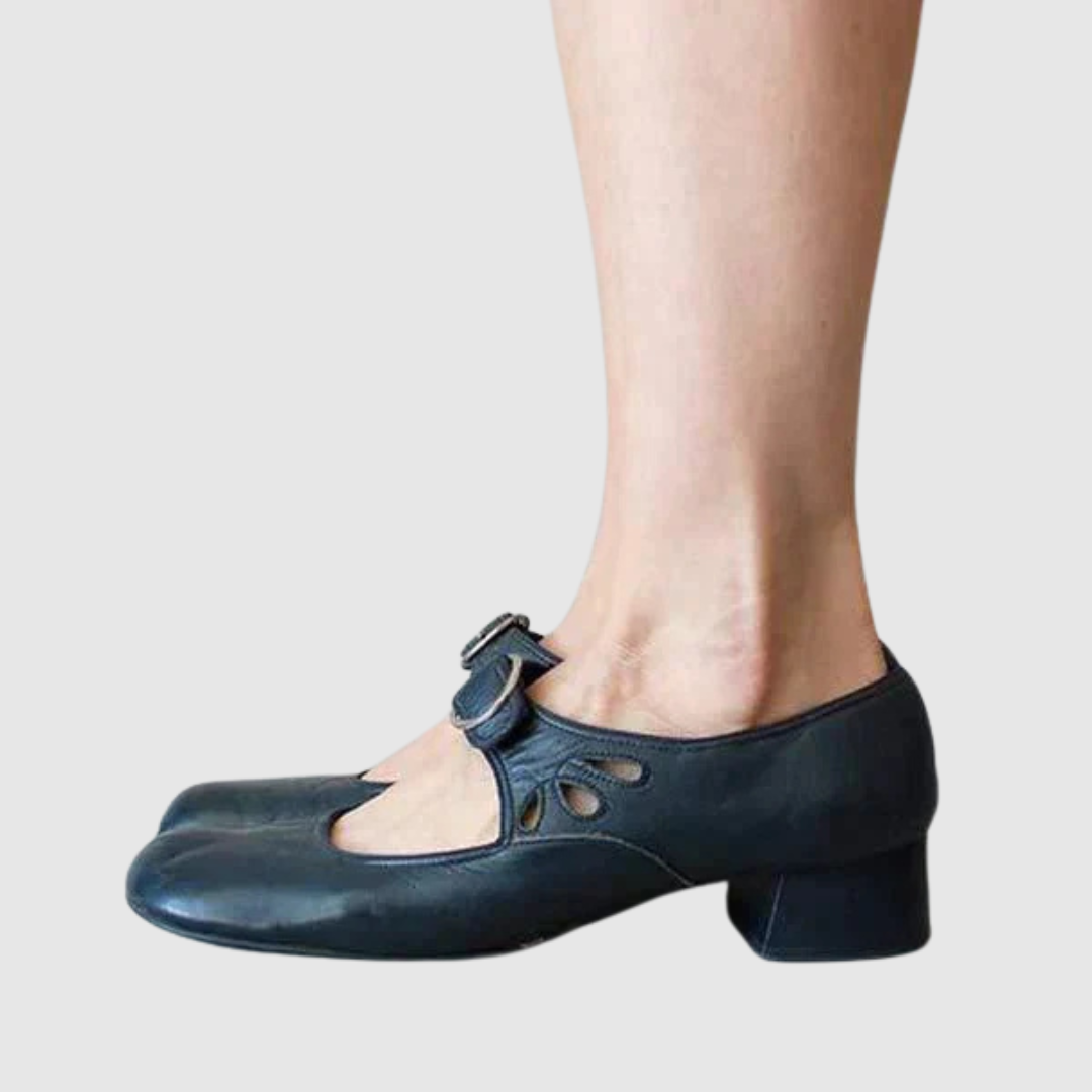 Anouk - Chique Orthopedische Mary Jane Schoenen Dames met Blokhak en Uitgesneden Detail