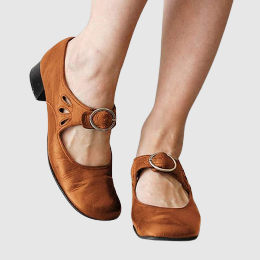 Anouk - Chique Orthopedische Mary Jane Schoenen Dames met Blokhak en Uitgesneden Detail