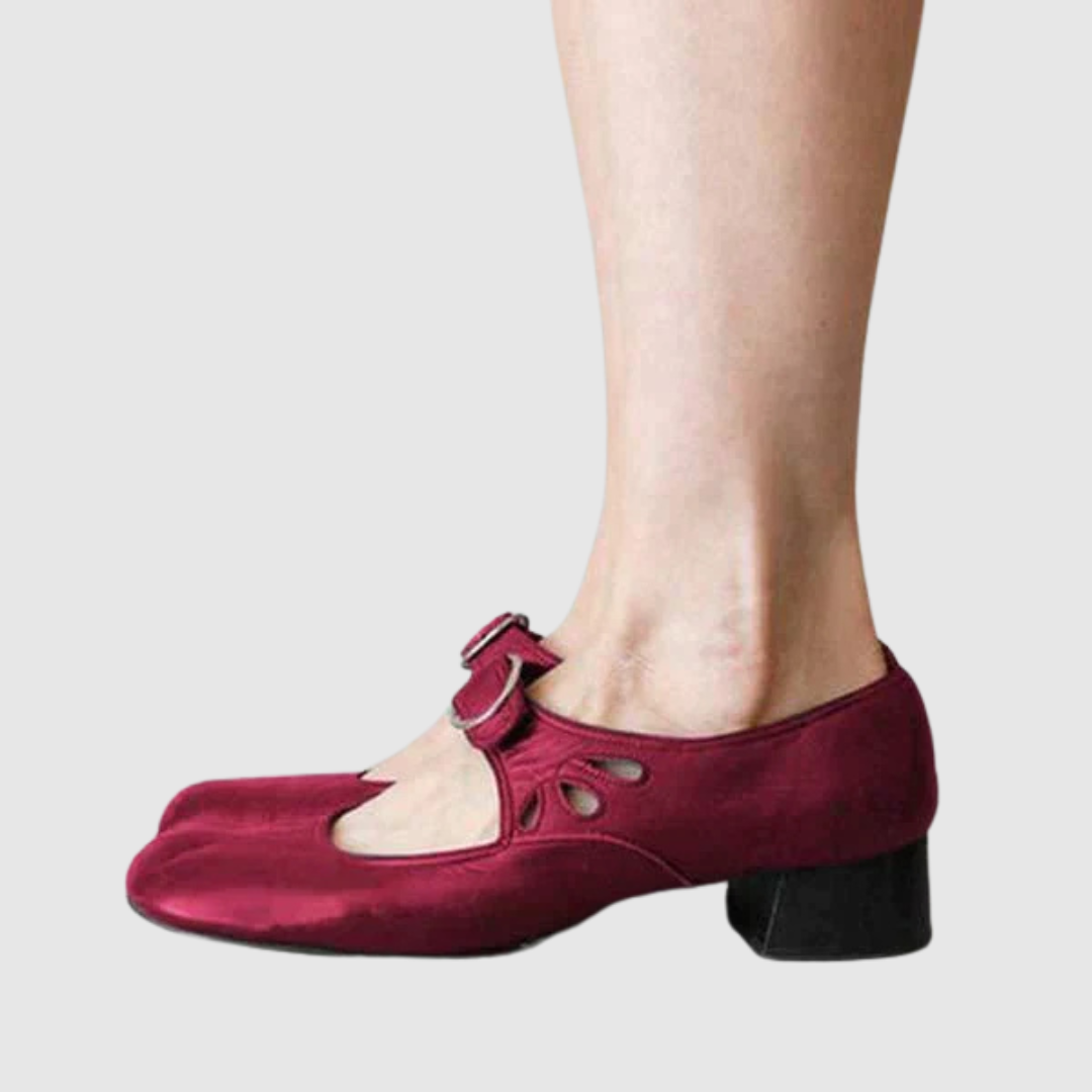 Anouk - Chique Orthopedische Mary Jane Schoenen Dames met Blokhak en Uitgesneden Detail