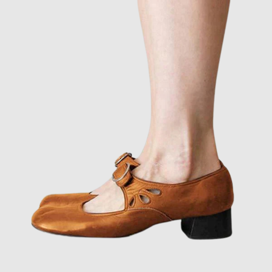 Anouk - Chique Orthopedische Mary Jane Schoenen Dames met Blokhak en Uitgesneden Detail