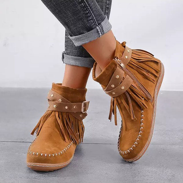 Anouk - Comfortabele Dames Cowboylaarsjes voor de Herfst met Franjes