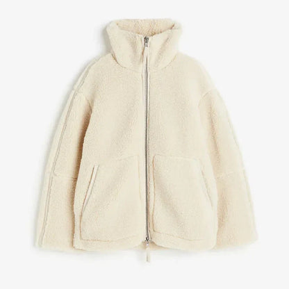 Anouk - Dames Teddy Jas Oversized met Opstaande Kraag en Rits Herfst