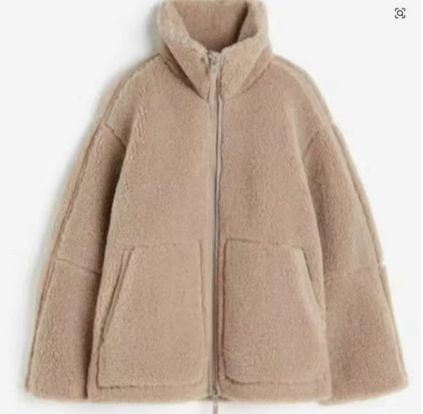 Anouk - Dames Teddy Jas Oversized met Opstaande Kraag en Rits Herfst