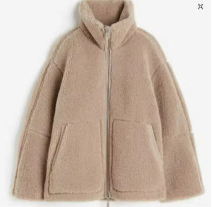 Anouk - Dames Teddy Jas Oversized met Opstaande Kraag en Rits Herfst