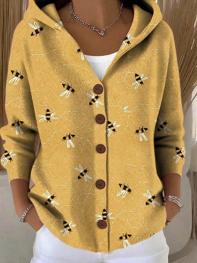 Anouk - Dames Vest voor de Herfst met Capuchon Knopen en Patchwork Print