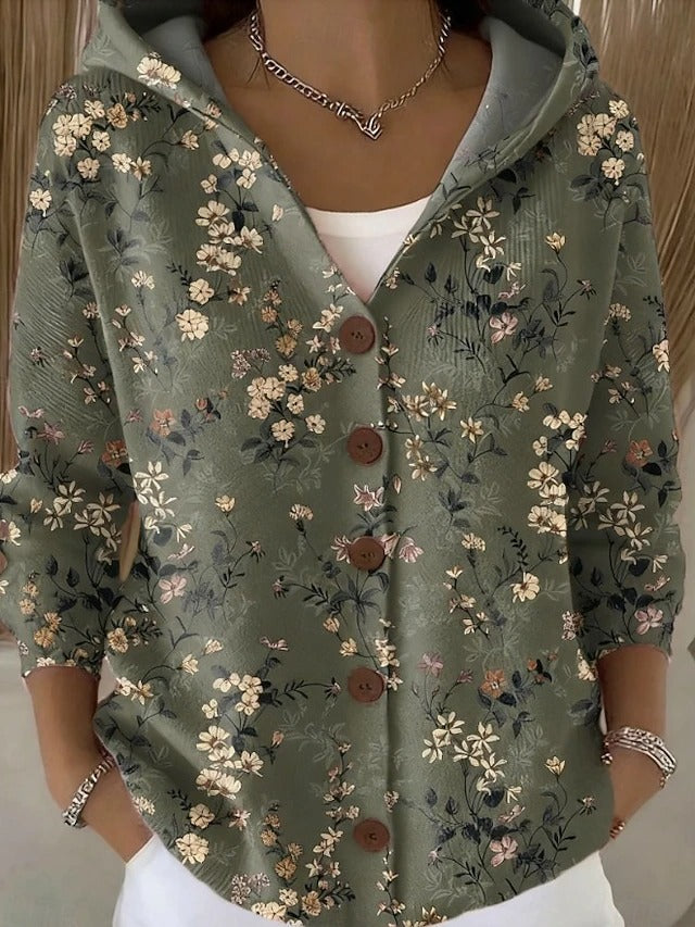 Anouk - Dames Vest voor de Herfst met Capuchon Knopen en Patchwork Print