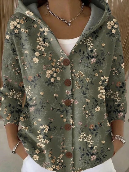 Anouk - Dames Vest voor de Herfst met Capuchon Knopen en Patchwork Print