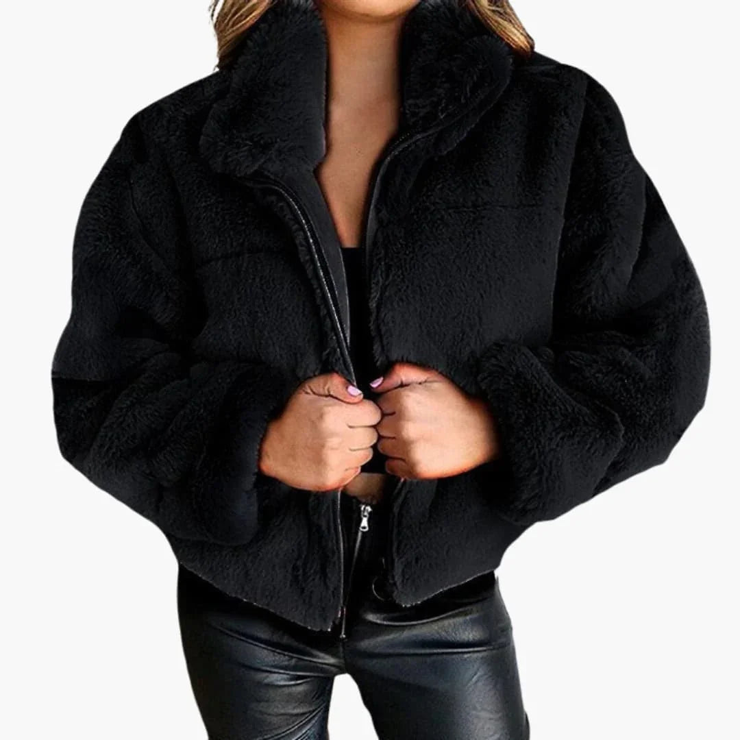 Anouk - Dames Winterjas Oversized Teddy Stijl met Opstaande Kraag en Rits