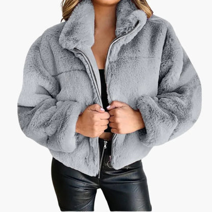 Anouk - Dames Winterjas Oversized Teddy Stijl met Opstaande Kraag en Rits