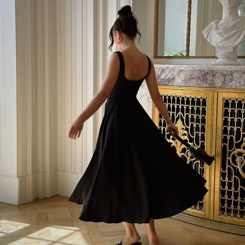 Anouk - Elegante Bruiloft Gast Jurk Dames met Vierkante Hals en Wijde Rok