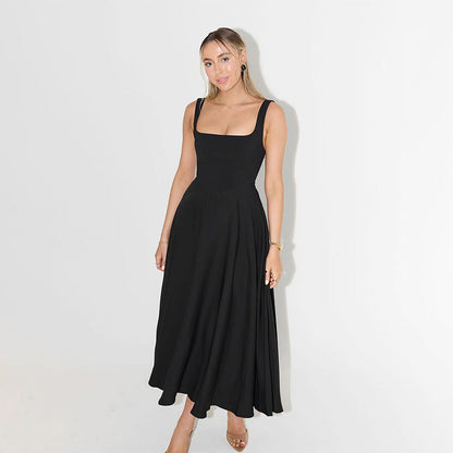 Anouk - Elegante Bruiloft Gast Jurk Dames met Vierkante Hals en Wijde Rok