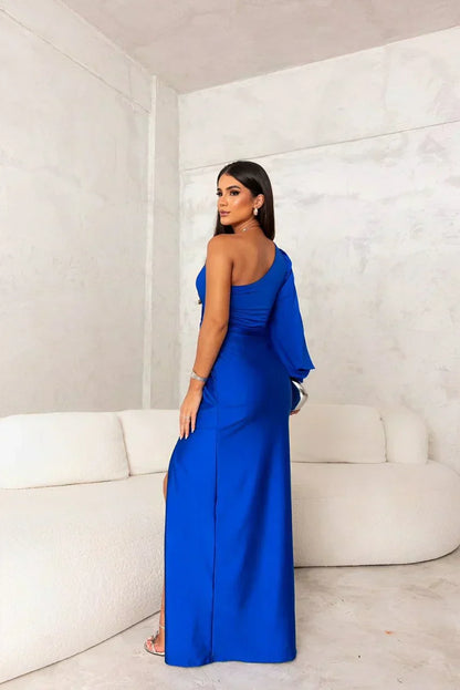 Anouk - Elegante Bruiloft Gastenjurk Dames met One-Shoulder en Zijsplit