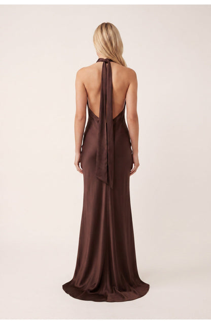 Anouk - Elegante Herfst Bruiloft Gastenjurk Dames met Halsband en Maxi Lengte
