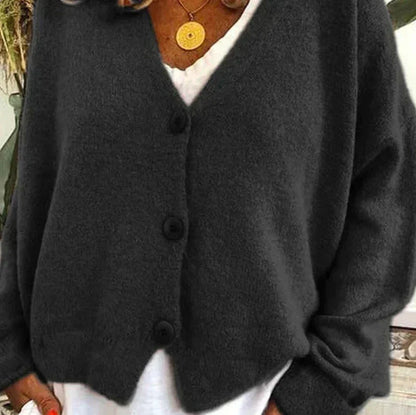 Tess - Dames Gebreid Vest met V-Hals en Knoopsluiting voor de Herfst