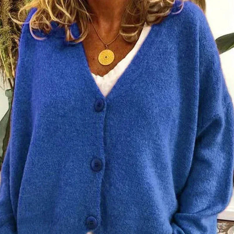 Tess - Dames Gebreid Vest met V-Hals en Knoopsluiting voor de Herfst