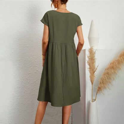 Jurk Dames - Korte Mouwen met Geplooide Taille | Zomer