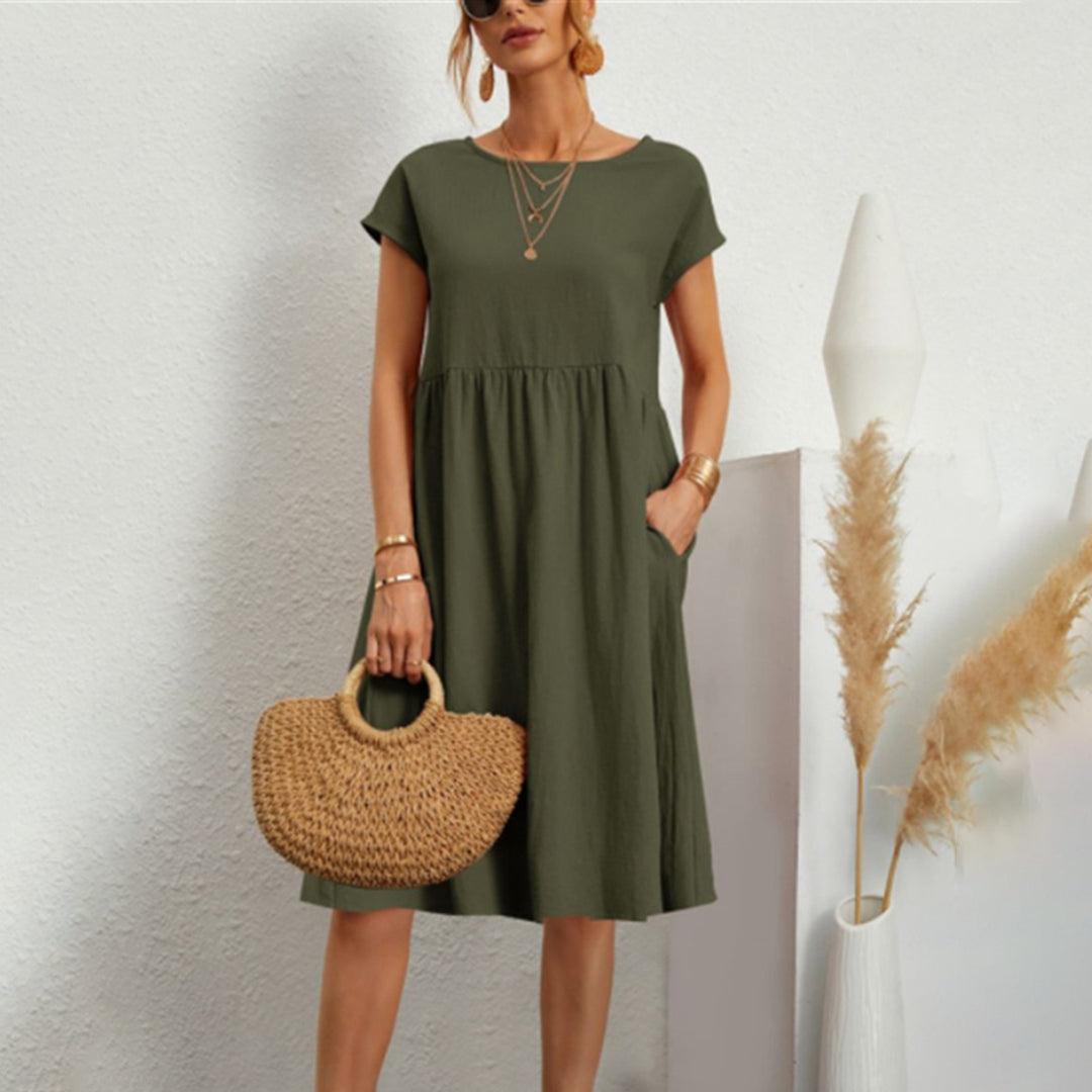 Jurk Dames - Korte Mouwen met Geplooide Taille | Zomer