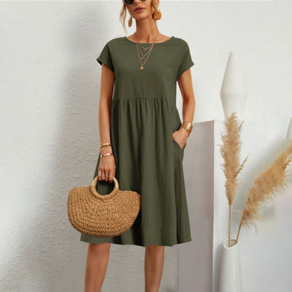 Jurk Dames - Korte Mouwen met Geplooide Taille | Zomer
