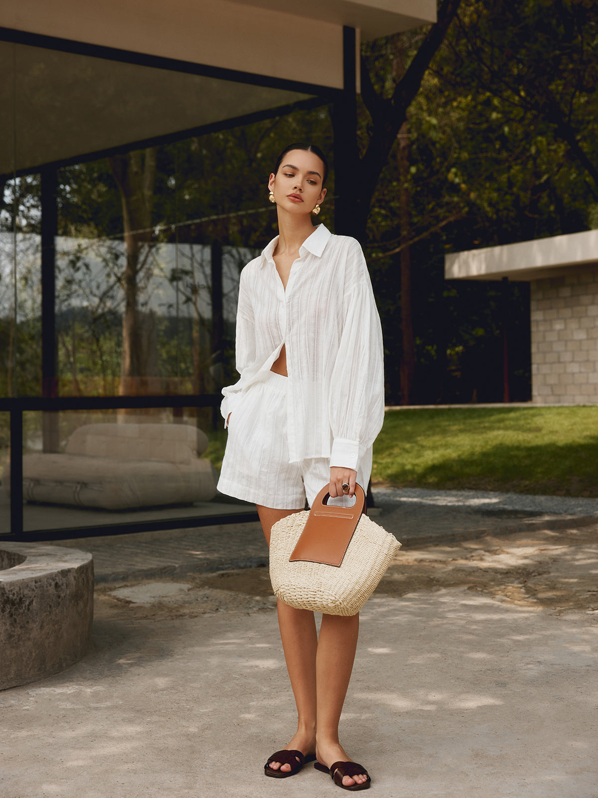 Tas Dames - Gevlochten Shopper met Gestructureerde Handvatten