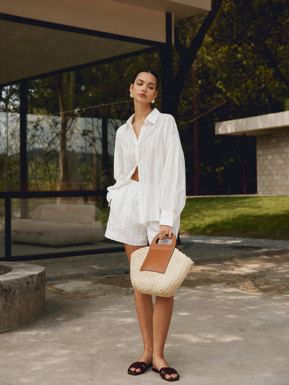 Tas Dames - Gevlochten Shopper met Gestructureerde Handvatten