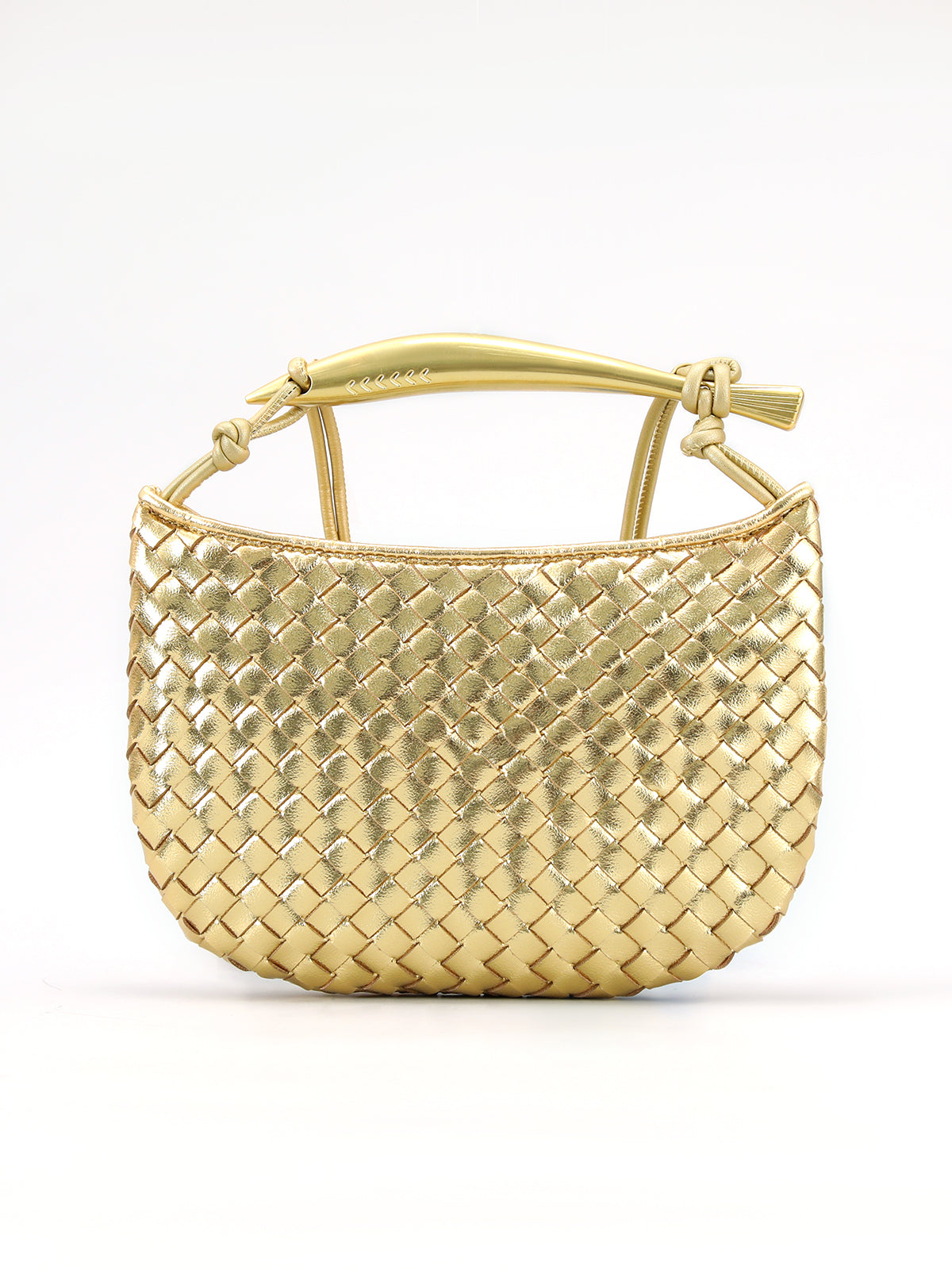 Tas Dames - Gevlochten Hobo Model met Glanzend Handvat | Elegant