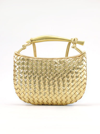 Tas Dames - Gevlochten Hobo Model met Glanzend Handvat | Elegant
