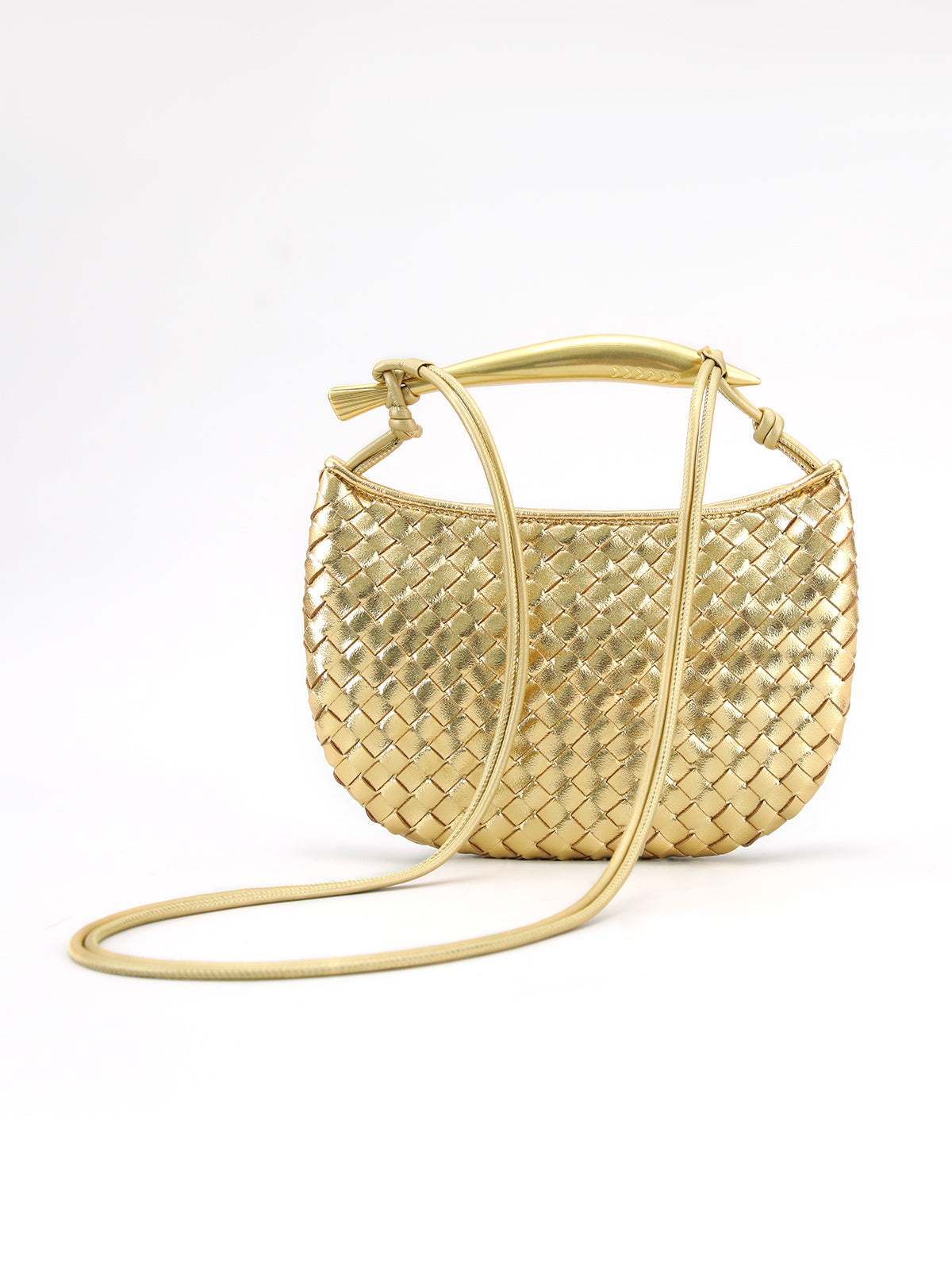 Tas Dames - Gevlochten Hobo Model met Glanzend Handvat | Elegant
