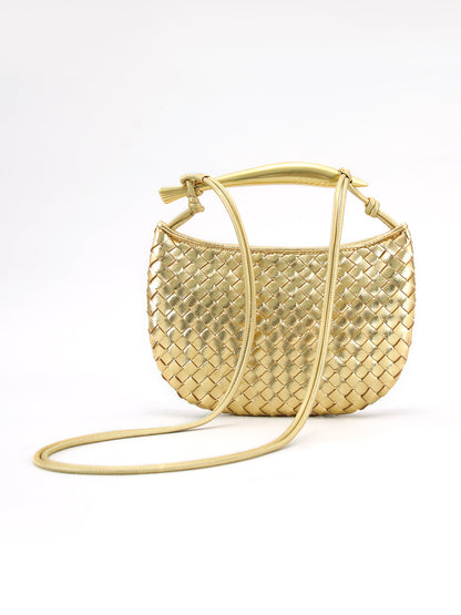 Tas Dames - Gevlochten Hobo Model met Glanzend Handvat | Elegant