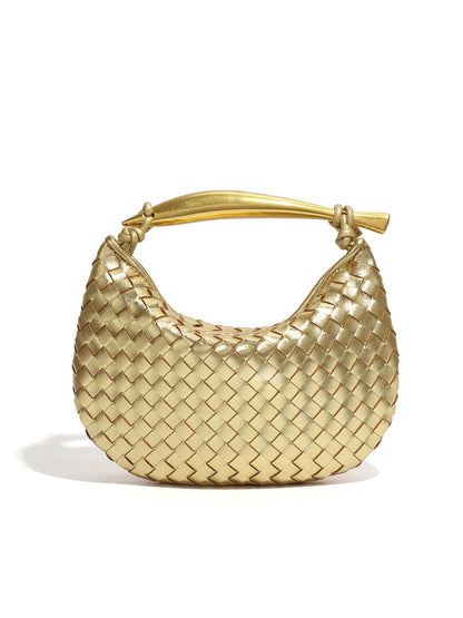 Tas Dames - Gevlochten Hobo Model met Glanzend Handvat | Elegant