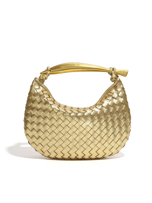 Tas Dames - Gevlochten Hobo Model met Glanzend Handvat | Elegant