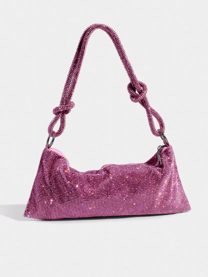 Tas Dames - Glinsterende Avondtas met Geknoopte Strass Band | Feestelijk
